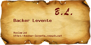 Backer Levente névjegykártya